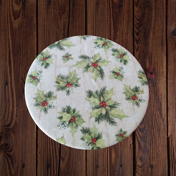 Kitchenaid Bowl Cover, Reversible Christmas Green Holly and Green and Red Check - Picture 6 of 7